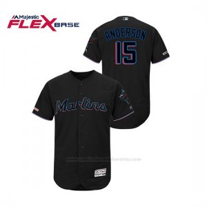 Camiseta Beisbol Hombre Miami Marlins Brian Anderson 150th Aniversario Patch 2019 Flex Base Negro