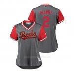 Camiseta Beisbol Mujer Cincinnati Reds Alex Blandino 2018 Llws Players Weekend Blandy Gris