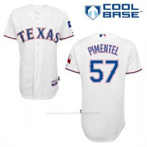 Camiseta Beisbol Hombre Texas Rangers Stolmy Pimentel 57 Blanco 1ª Cool Base