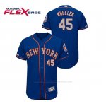 Camiseta Beisbol Hombre New York Mets Zack Wheeler 150th Aniversario Patch Autentico Flex Base Azul
