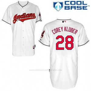 Camiseta Beisbol Hombre Cleveland Indians Corey Kluber 28 Blanco 1ª Cool Base
