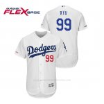 Camiseta Beisbol Hombre Los Angeles Dodgers Hyun Jin Ryu 150th Aniversario Patch Flex Base Blanco