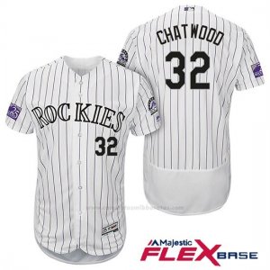 Camiseta Beisbol Hombre Colorado Rockies Tyler Chatwood 32 Blanco 25th Season Flex Base
