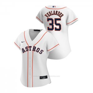 Camiseta Beisbol Mujer Houston Astros Justin Verlander 2020 Replica Primera Blanco