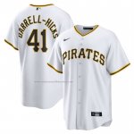 Camiseta Beisbol Hombre Pittsburgh Pirates Michael Darrell Hicks Primera Replica Blanco Camiseta Beisbol Hombre Pittsburgh Pirates Michael Darrell Hicks Primera Replica Blanco