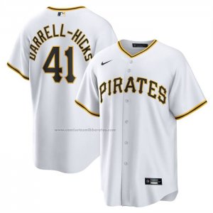 Camiseta Beisbol Hombre Pittsburgh Pirates Michael Darrell Hicks Primera Replica Blanco