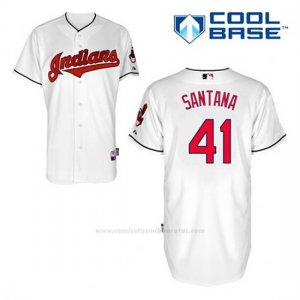 Camiseta Beisbol Hombre Cleveland Indians Carlos Santana 41 Blanco 1ª Cool Base