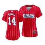 Camiseta Beisbol Mujer Miami Marlins Adam Duvall 2021 City Connect Sugar Kings Rojo