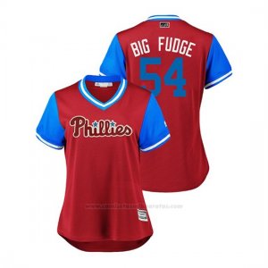 Camiseta Beisbol Mujer Philadelphia Phillies Austin Davis 2018 Llws Players Weekend Big Fudge Scarlet