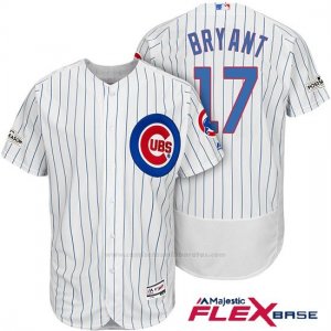 Camiseta Beisbol Hombre Chicago Cubs 2017 Postemporada 17 Kris Bryant Blanco Flex Base