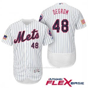 Camiseta Beisbol Hombre New York Mets 2017 Estrellas y Rayas Jacob Degrom Blanco Flex Base