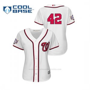 Camiseta Beisbol Mujer Washington Nationals 2019 Jackie Robinson Day Cool Base Blanco