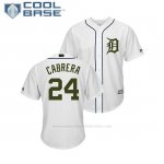 Camiseta Beisbol Hombre Tigers Miguel Cabrera 2018 Dia de los Caidos Cool Base Blanco