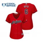 Camiseta Beisbol Mujer Indians Brandon Guyer Cool Base Majestic Alternato 2019 Rojo