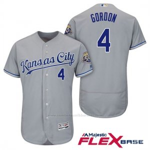 Camiseta Beisbol Hombre Kansas City Royals Alex Gordon Gris 50th Season Flex Base