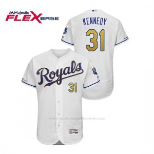 Camiseta Beisbol Hombre Kansas City Royals Ian Kennedy 150th Aniversario Patch Flex Base Blanco2
