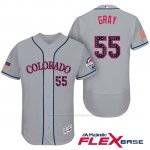 Camiseta Beisbol Hombre Colorado Rockies 2017 Estrellas y Rayas Jon Gris 55 Gris Flex Base