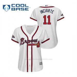 Camiseta Beisbol Mujer Atlanta Braves Ender Inciarte 2019 Postseason Cool Base Blanco
