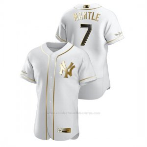 Camiseta Beisbol Hombre New York Yankees Mickey Mantle Golden Edition Autentico Blanco