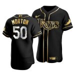 Camiseta Beisbol Hombre Tampa Bay Rays Charlie Morton Golden Edition Autentico Negro Oro