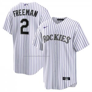 Camiseta Beisbol Hombre Colorado Rockies Tyler Freeman Primera Replica Blanco
