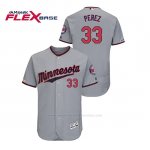 Camiseta Beisbol Hombre Minnesota Twins Martin Perez 150th Aniversario Patch Autentico Flex Base Gris