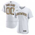 Camiseta Beisbol Hombre Milwaukee Brewers Personalizada 2022 All Star Autentico Blanco