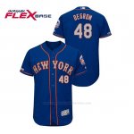 Camiseta Beisbol Hombre New York Mets Jacob Degrom 150th Aniversario Patch Autentico Flex Base Azul
