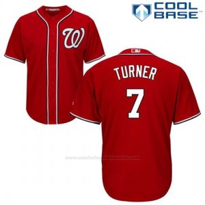 Camiseta Beisbol Hombre Washington Nationals 7 Trea Turner Rojo Cool Base