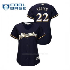 Camiseta Beisbol Mujer Milwaukee Brewers Christian Yelich Cool Base Alternato Azul