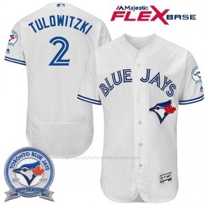 Camiseta Beisbol Hombre Toronto Blue Jays Troy Tulowitzki 2 Blanco Flex Base 40 Aniversario