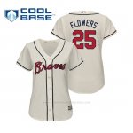 Camiseta Beisbol Mujer Atlanta Braves Tyler Flowers Cool Base Majestic Alternato 2019 Crema