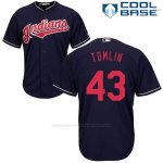 Camiseta Beisbol Hombre Cleveland Indians Josh Tomlin 43 Azul Cool Base