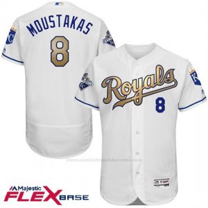 Camiseta Beisbol Hombre Kansas City Royals Mike Moustakas World Series Campeones Oro Program Blanco Flex Base