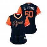 Camiseta Beisbol Mujer Detroit Tigers Ronny Rodriguez 2018 Llws Players Weekend El Felino Azul