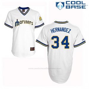 Camiseta Beisbol Hombre Seattle Mariners Felix Hernandez 34 Blanco Cooperstown Cool Base