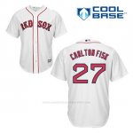 Camiseta Beisbol Hombre Boston Red Sox 27 Carlton Fisk Blanco 1ª Cool Base
