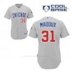 Camiseta Beisbol Hombre Chicago Cubs 31 Greg Maddux Gris Cool Base