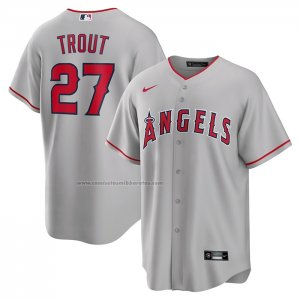 Camiseta Beisbol Hombre Los Angeles Angels Mike Trout Road Replica Silver