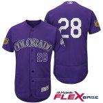 Camiseta Beisbol Hombre Colorado Rockies Nolan Arenado 28 Colorado Rockies Violeta 2017 Entrenamiento de Primavera Flex Base Jugador