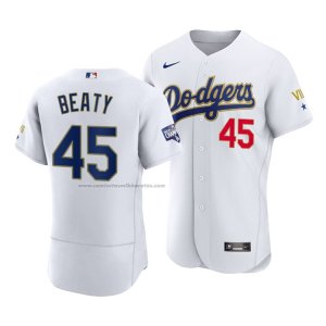Camiseta Beisbol Hombre Los Angeles Dodgers Matt Beaty 2021 Gold Program Autentico Blanco Oro