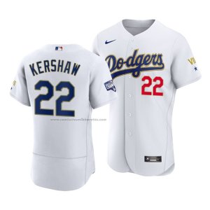 Camiseta Beisbol Hombre Los Angeles Dodgers Clayton Kershaw 2021 Gold Program Autentico Blanco Oro