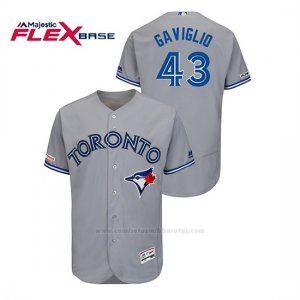Camiseta Beisbol Hombre Toronto Blue Jays Sam Gaviglio 150th Aniversario Patch Autentico Flex Base Gris