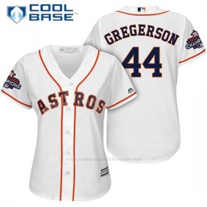 Camiseta Beisbol Mujer Houston Astros 2017 World Series Campeones Luke Gregerson Blanco Cool Base