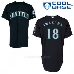 Camiseta Beisbol Hombre Seattle Mariners Hisashi Iwakuma 18 Azul Azul Alterno Cool Base