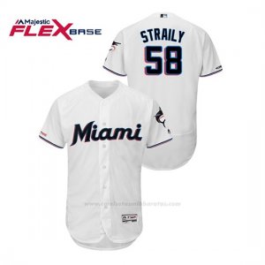 Camiseta Beisbol Hombre Miami Marlins Dan Straily 150th Aniversario Patch 2019 Flex Base Blanco