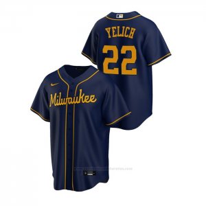 Camiseta Beisbol Hombre Milwaukee Brewers Christian Yelich Replica Alterno Azul