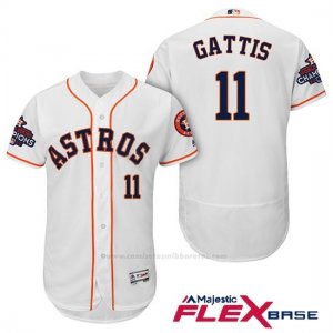 Camiseta Beisbol Hombre Houston Astros 2017 World Series Campeones Evan Gattis Blanco Flex Base