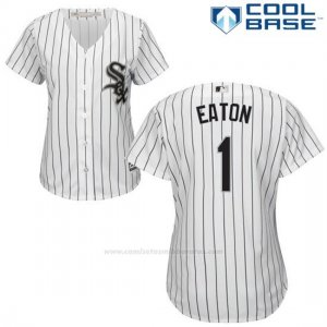 Camiseta Beisbol Mujer Chicago White Sox 1 Adam Eaton Blanco Autentico Coleccion Cool Base