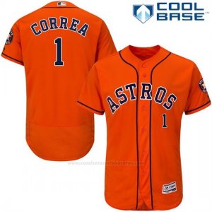 Camiseta Beisbol Hombre Houston Astros Carlos Correa Autentico Coleccion Naranja Cool Base